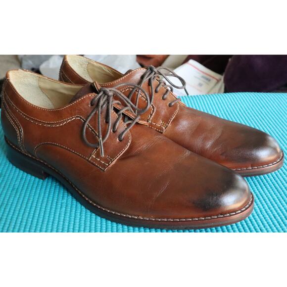 Johnston & Murphy Brown Leather Dark Burnished Toe Oxford Dress Shoes Mens 9M main image 5